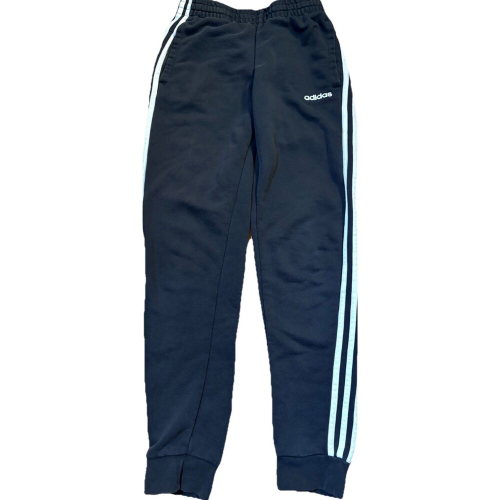 Adidas Youth Iconic Tricot Jogger Athletic Pants Black 3 White Stripe L 14/16